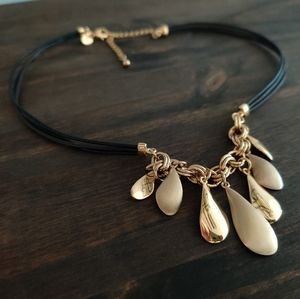 New Lia Sophia Black + Gold Necklace